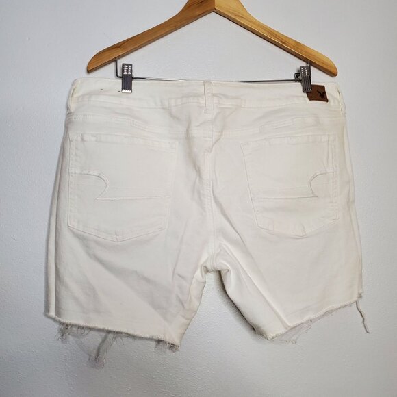 American Eagle Outfitters Womens White Denim Cutoff Shorts Size 18 Frayed Hem Ca - Picture 2 of 8